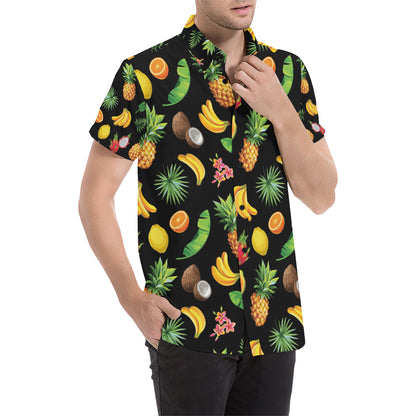 Tropical Fruits Pattern Print Design TF03 Men's Short Sleeve Button Up Shirt