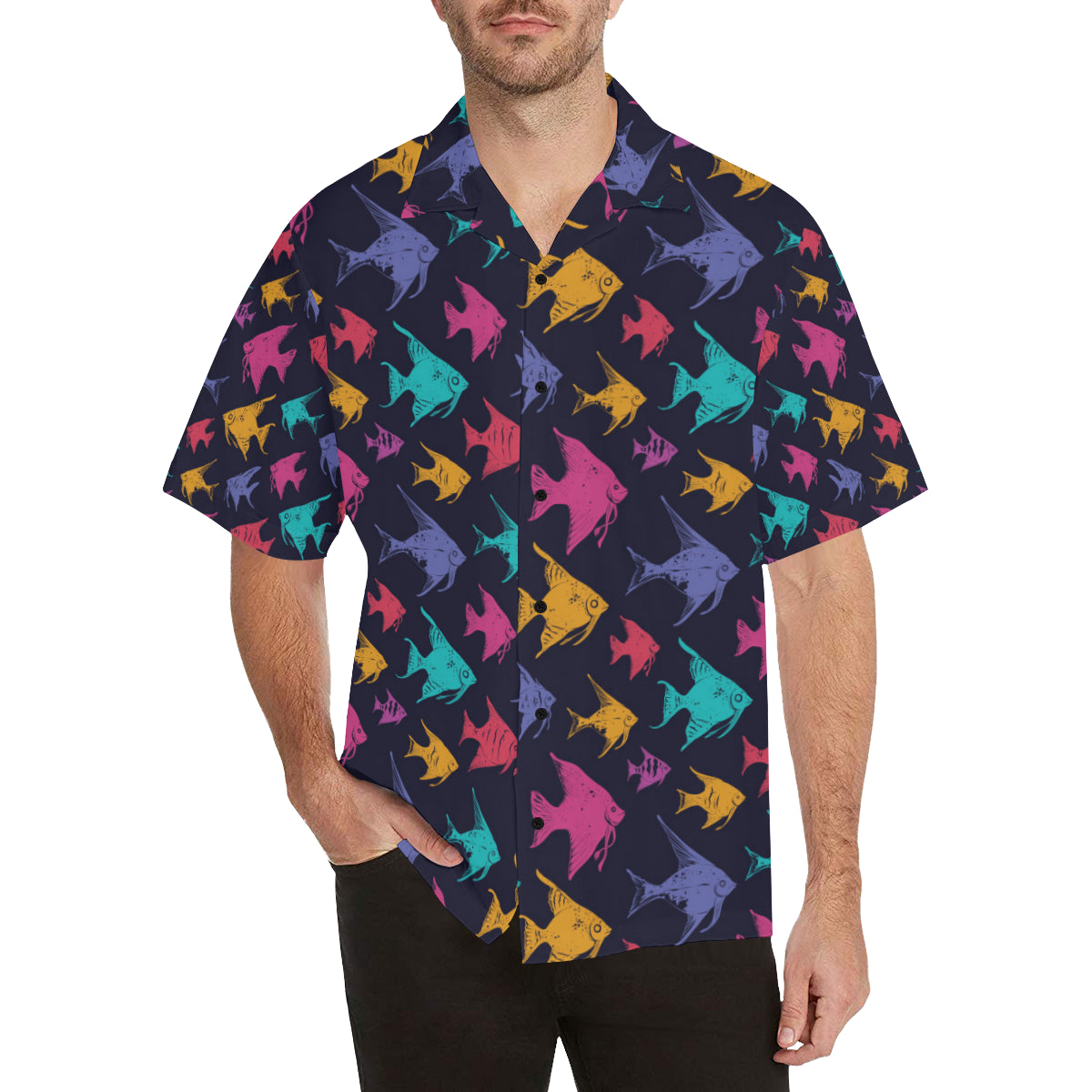 Angelfish Colorful Pattern Print Design 03 Men's Hawaiian Shirt