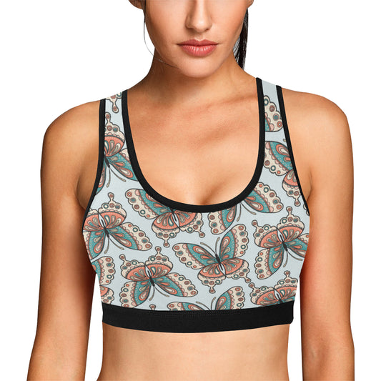 Butterfly Pattern Sports Bra