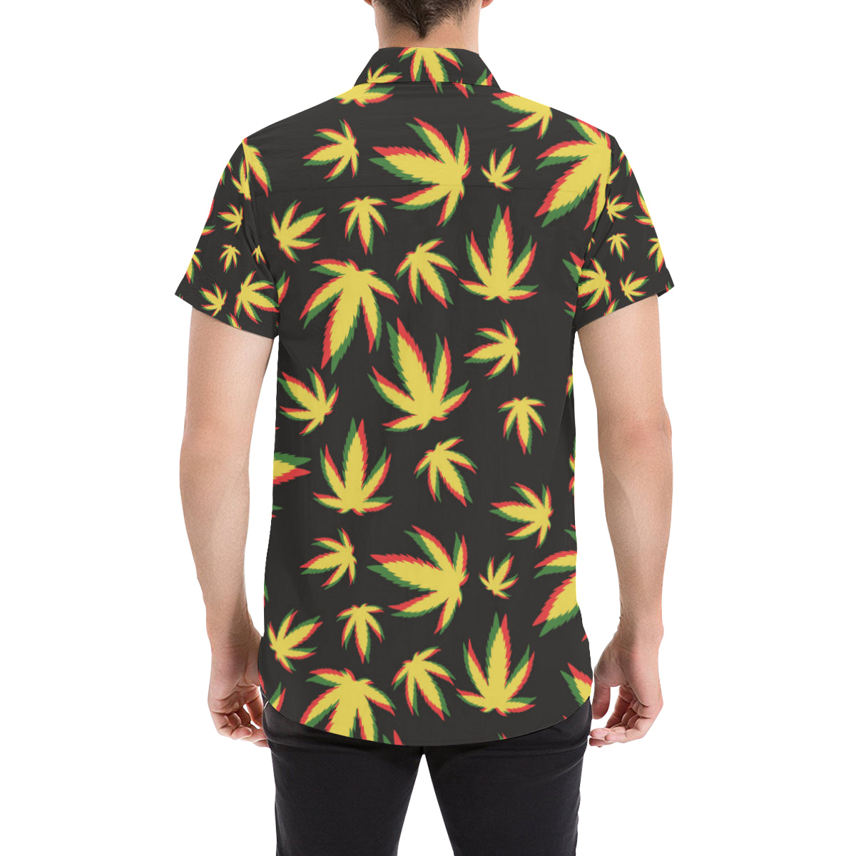 Pot Leaf Pattern Print Design A02 Men's Short Sleeve Button Up Shirt