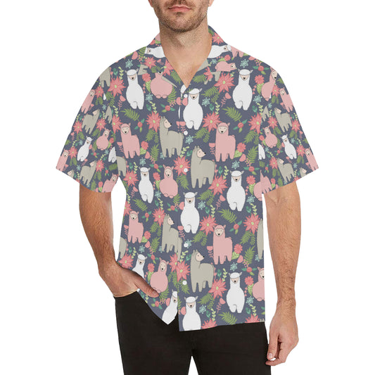 Alpaca Pattern Print Design 03 Men's Hawaiian Shirt