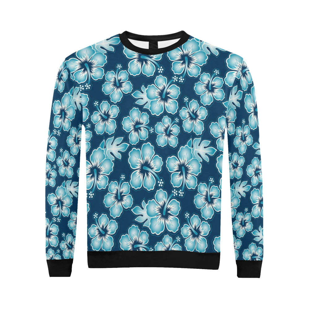 Blue Hibiscus Pattern Print Design HB011 Men Long Sleeve Sweatshirt