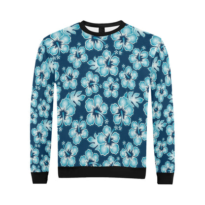 Blue Hibiscus Pattern Print Design HB011 Men Long Sleeve Sweatshirt