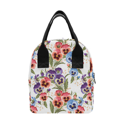 Pansy Pattern Print Design PS06 Insulated Lunch Bag