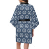 Anchor Pattern Print Design 04 Women's Short Kimono