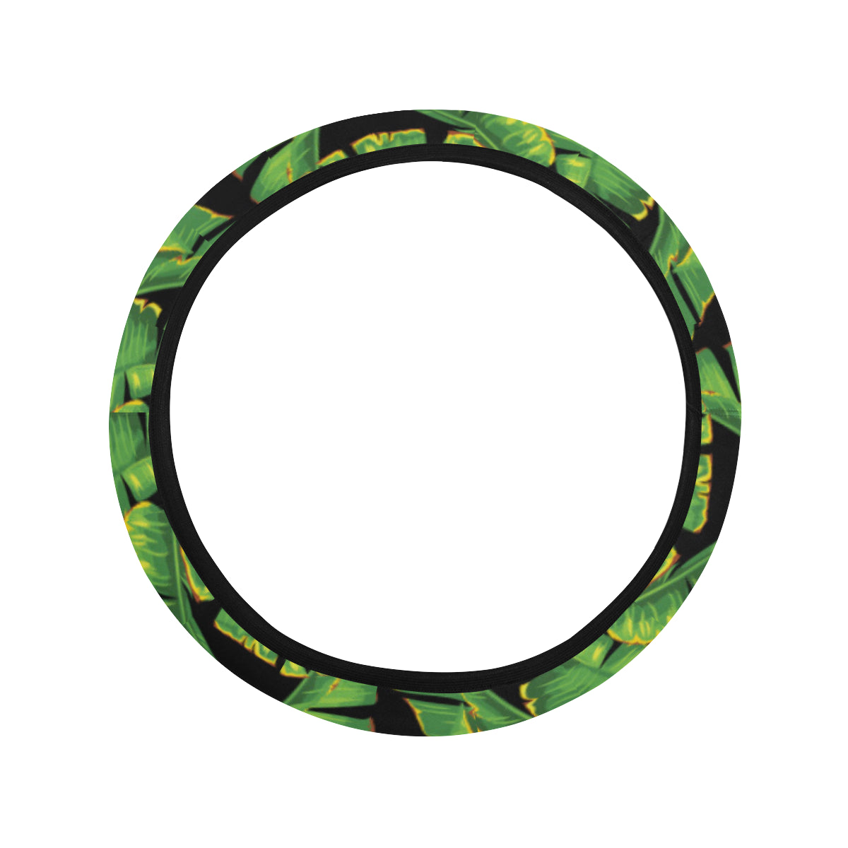 Banana Leaf Pattern Print Design 03 Steering Wheel Cover with Elastic Edge