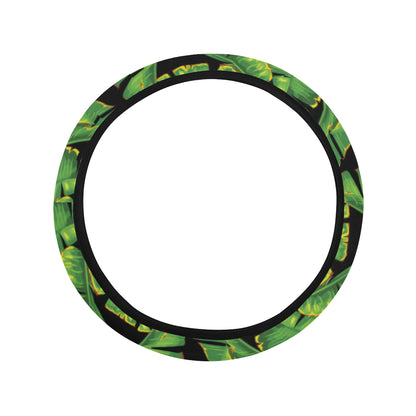 Banana Leaf Pattern Print Design 03 Steering Wheel Cover with Elastic Edge