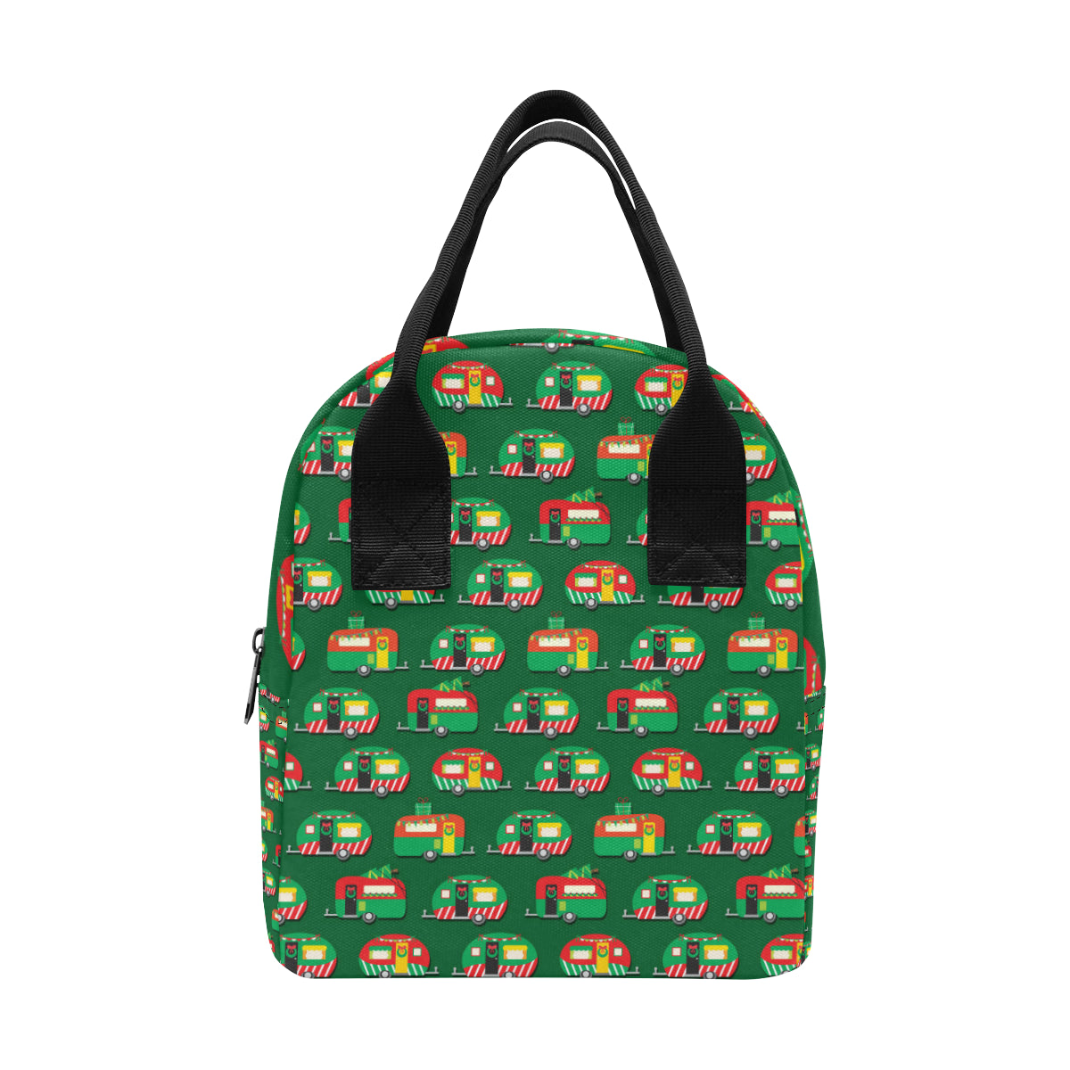Camper Camping Christmas Themed Print Insulated Lunch Bag