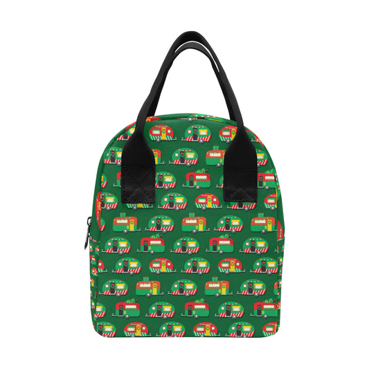 Camper Camping Christmas Themed Print Insulated Lunch Bag