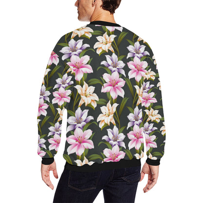 Lily Pattern Print Design LY01 Men Long Sleeve Sweatshirt