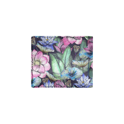 Water Lily Pattern Print Design WL07 Men's ID Card Wallet