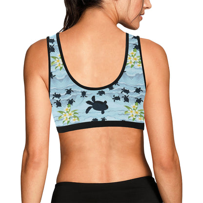 Sea Turtle Pattern Print Design T011 Sports Bra