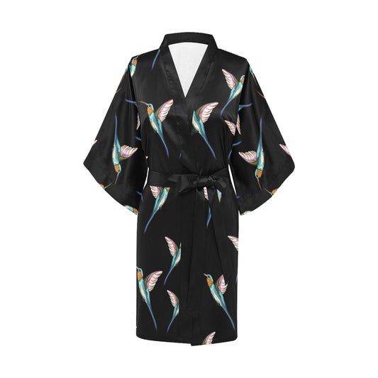 Hummingbird Pattern Print Design 06 Women's Short Kimono
