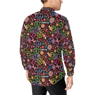 Peace Sign Colorful Design Print Men's Long Sleeve Shirt