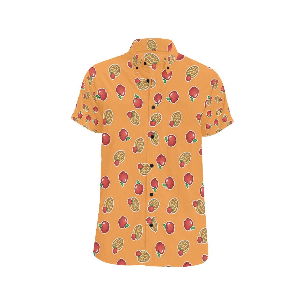 Apple Pie Pattern Print Design 02 Men's Short Sleeve Button Up Shirt