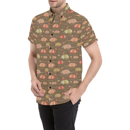 Armadillo Pattern Print Design 04 Men's Short Sleeve Button Up Shirt