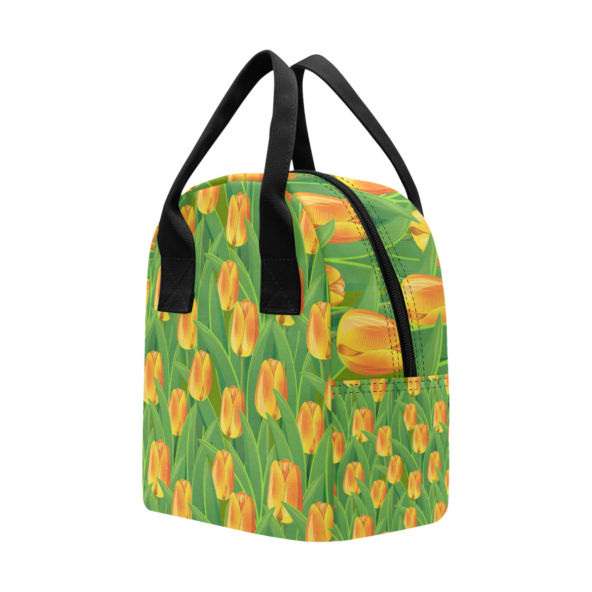 Tulip Orange Pattern Print Design TP07 Insulated Lunch Bag