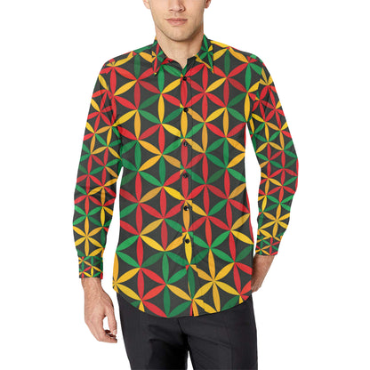 Rasta Pattern Print Design A04 Men's Long Sleeve Shirt
