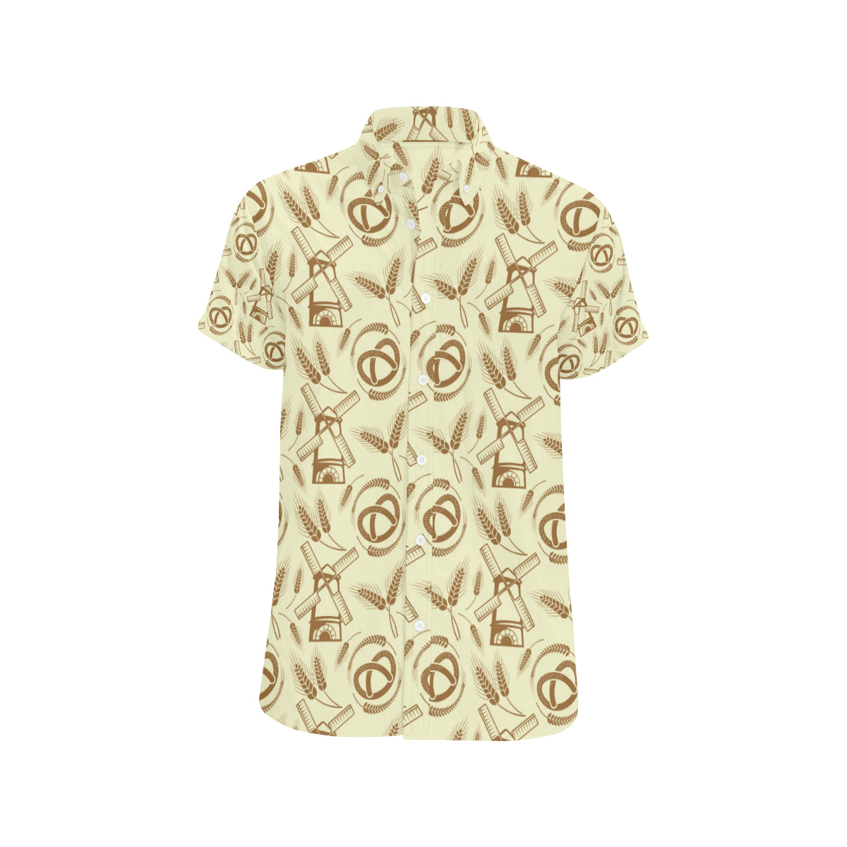 Agricultural Windmills Print Design 03 Men's Short Sleeve Button Up Shirt