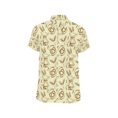 Agricultural Windmills Print Design 03 Men's Short Sleeve Button Up Shirt
