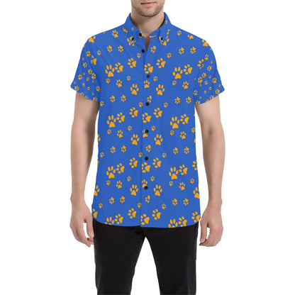 Paw Pattern Print Design A03 Men's Short Sleeve Button Up Shirt