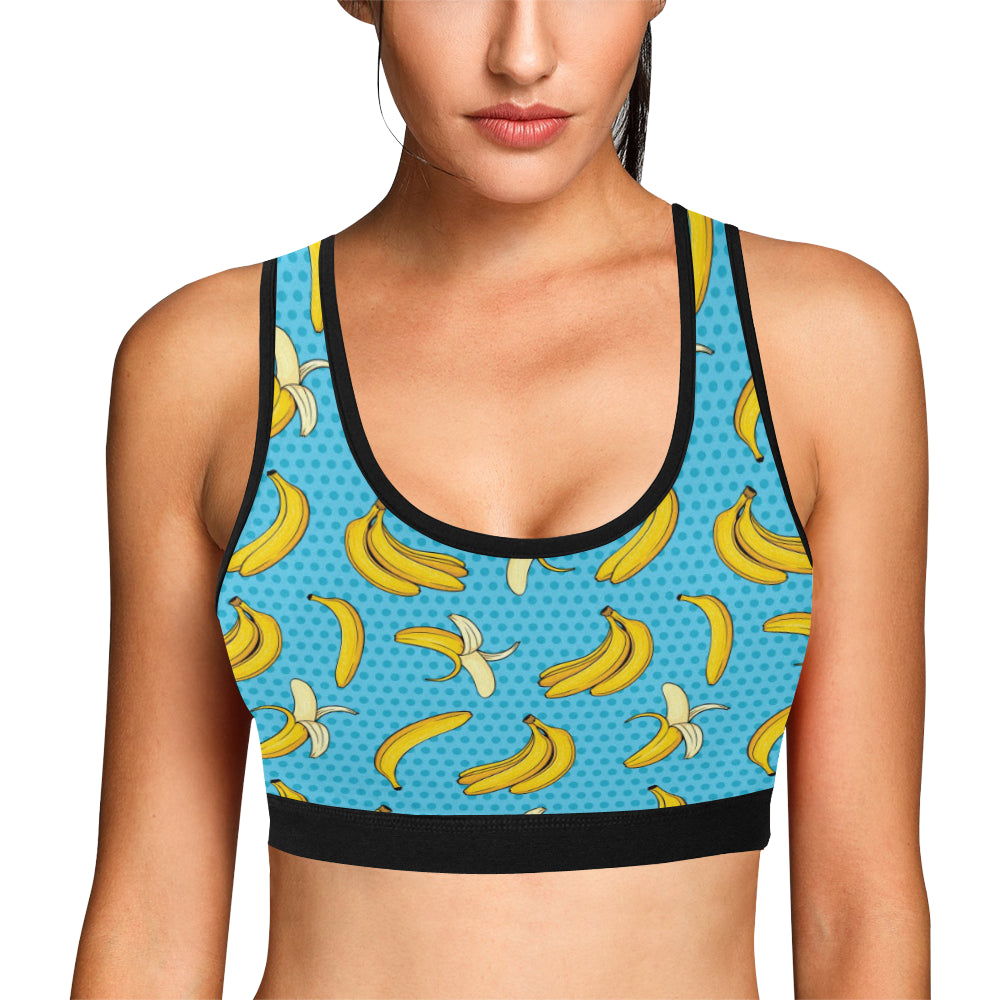Banana Pattern Print Design BA08 Sports Bra