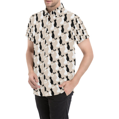 Cat Pattern Print Design 04 Men's Short Sleeve Button Up Shirt