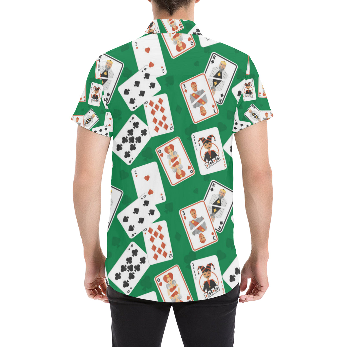 Poker Cards Pattern Print Design A03 Men's Short Sleeve Button Up Shirt