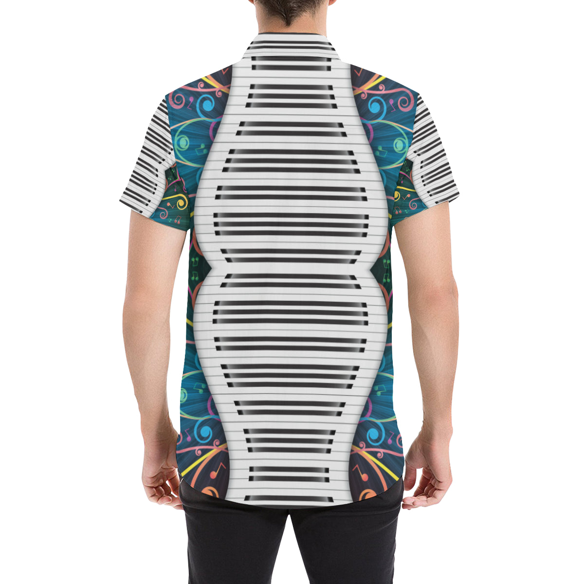 Piano Pattern Print Design 01 Men's Short Sleeve Button Up Shirt