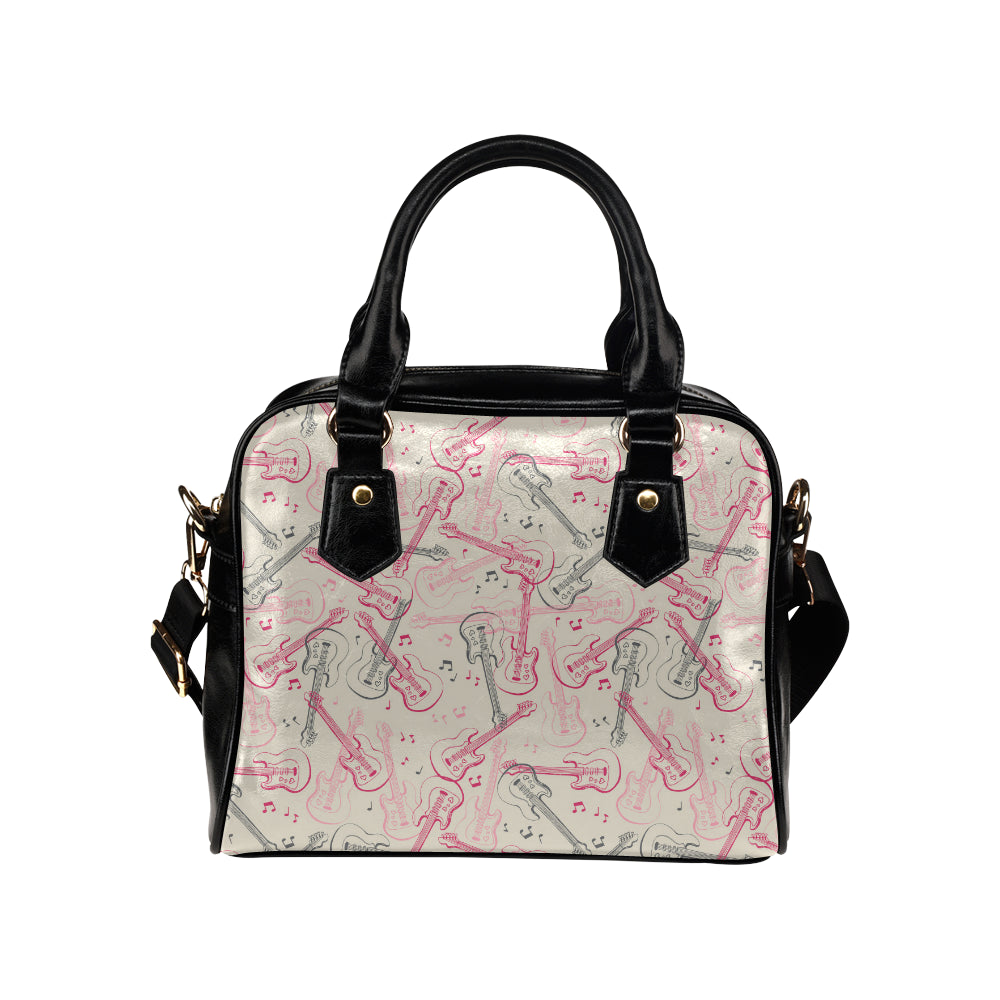 Bass Guitar Pattern Print Design 02 Shoulder Handbag