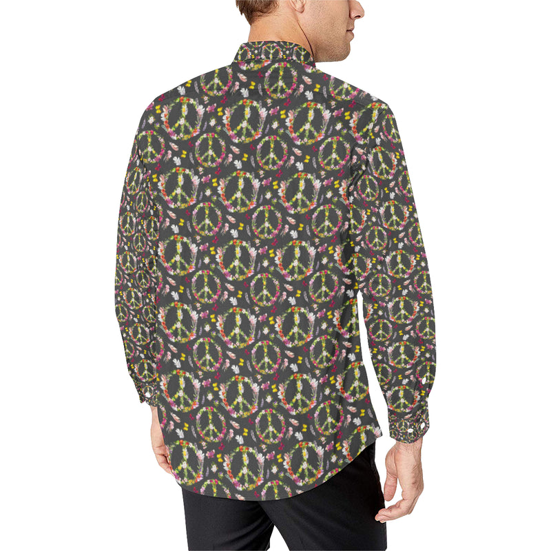 Peace Sign flowers Design Print Men's Long Sleeve Shirt