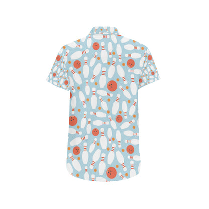 Bowling Pattern Print Design 09 Men's Short Sleeve Button Up Shirt