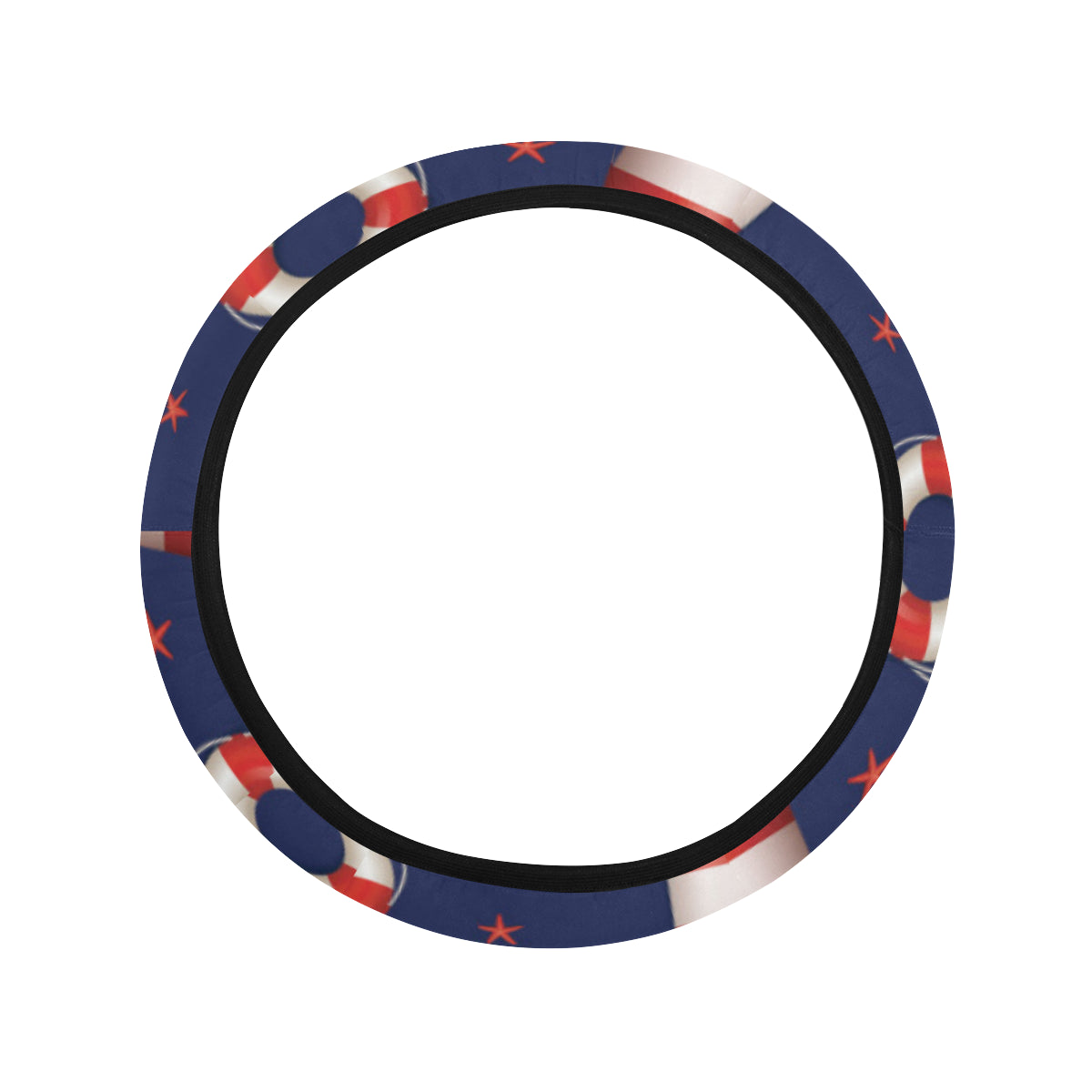 Nautical Pattern Print Design A03 Steering Wheel Cover with Elastic Edge