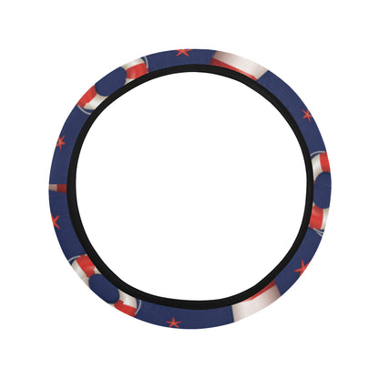 Nautical Pattern Print Design A03 Steering Wheel Cover with Elastic Edge
