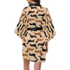 Dachshund Pattern Print Design 011 Women's Short Kimono