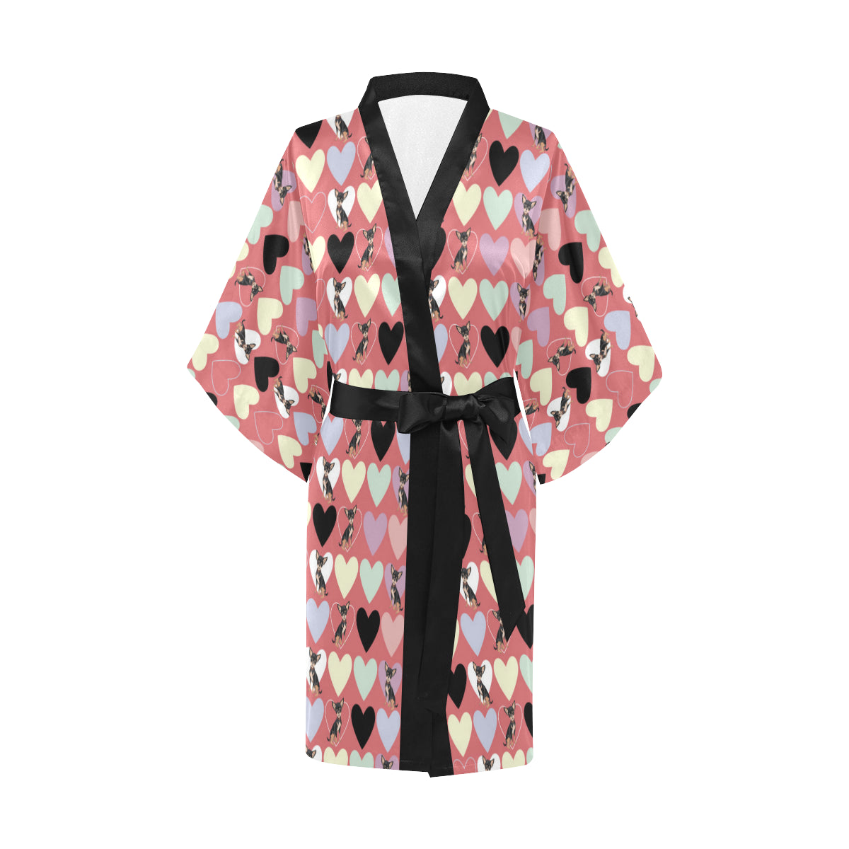 Chihuahua Pattern Print Design 01 Women's Short Kimono