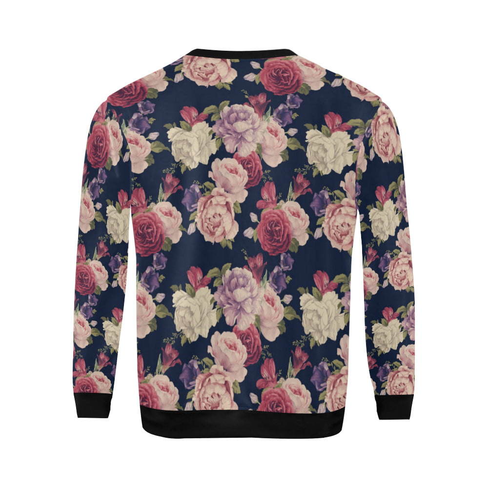 Peony Pattern Print Design PE03 Men Long Sleeve Sweatshirt