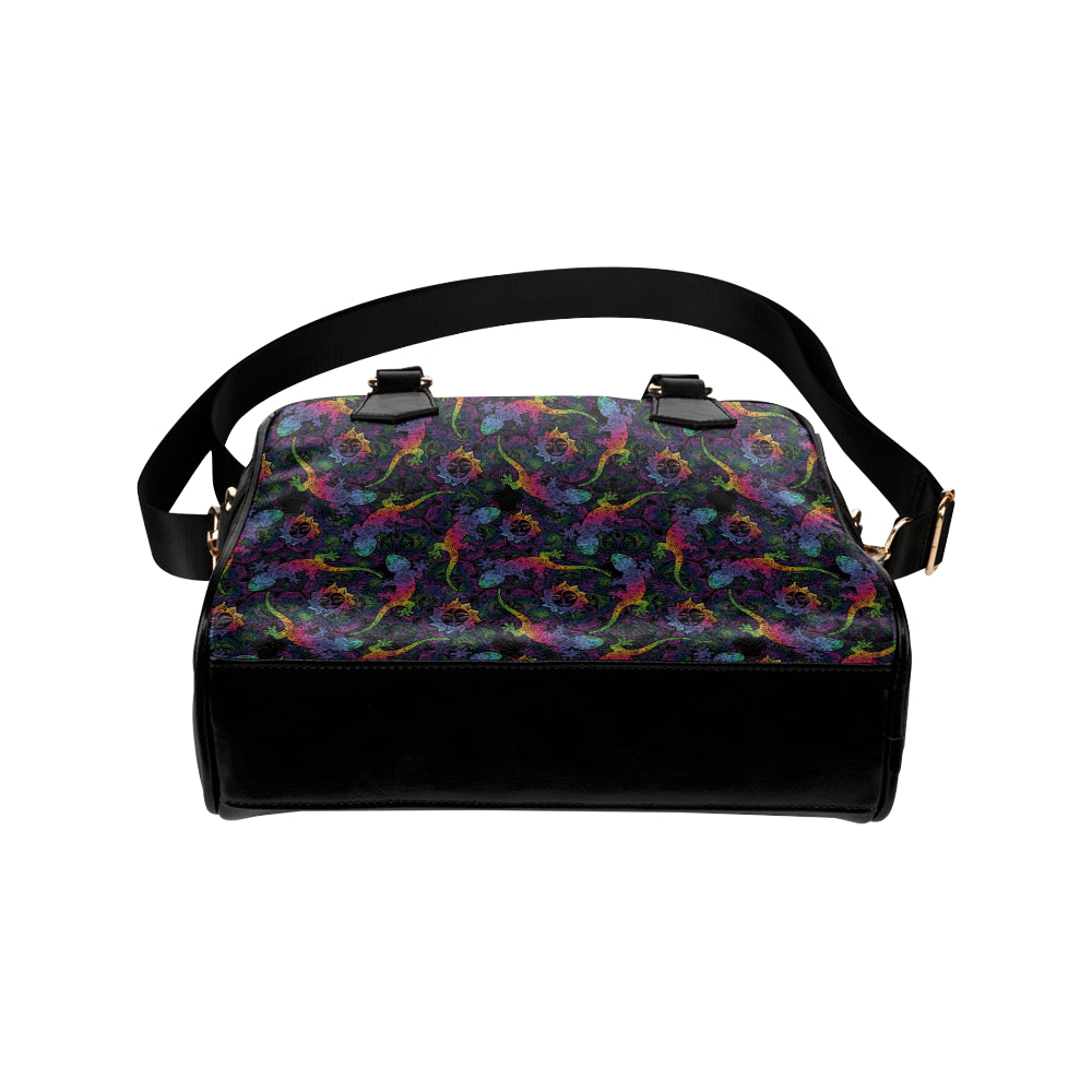 Gecko Rainbow Pattern Print Design 03 Shoulder Handbag