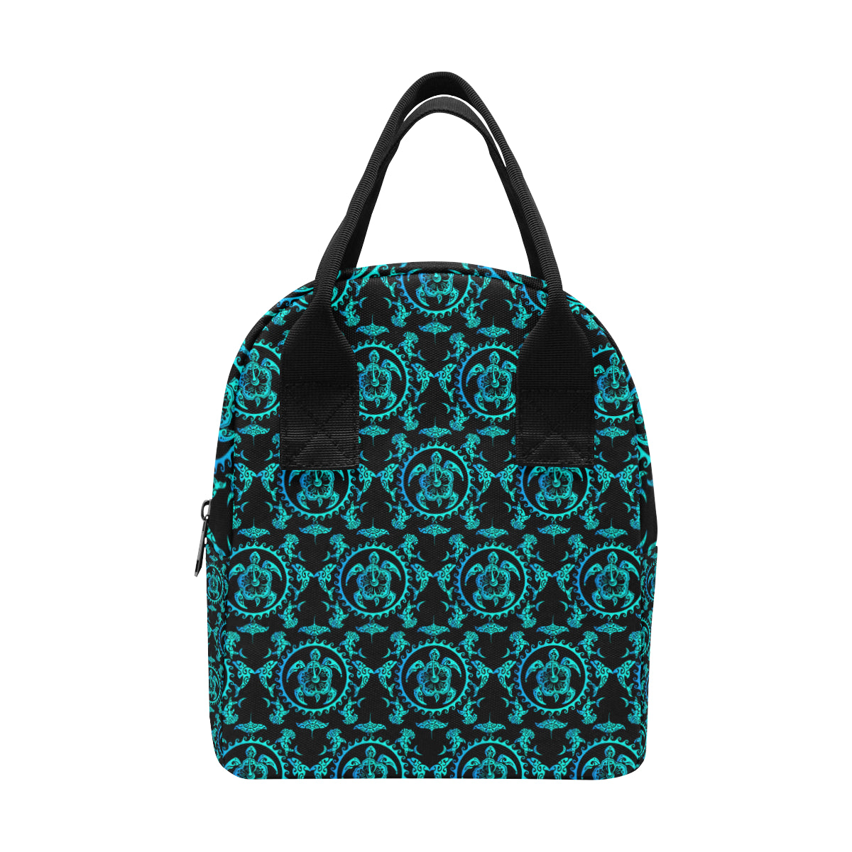 turquoise Tribal Sea Turtle Hawaiian Insulated Lunch Bag