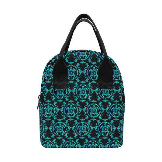 turquoise Tribal Sea Turtle Hawaiian Insulated Lunch Bag