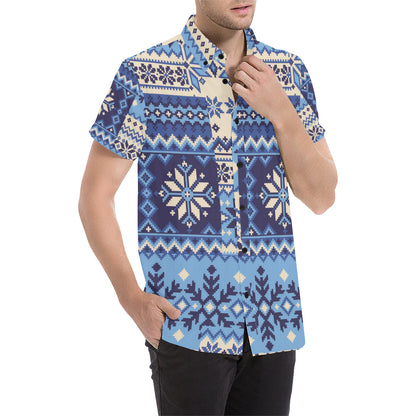 Nordic Pattern Print Design A04 Men's Short Sleeve Button Up Shirt