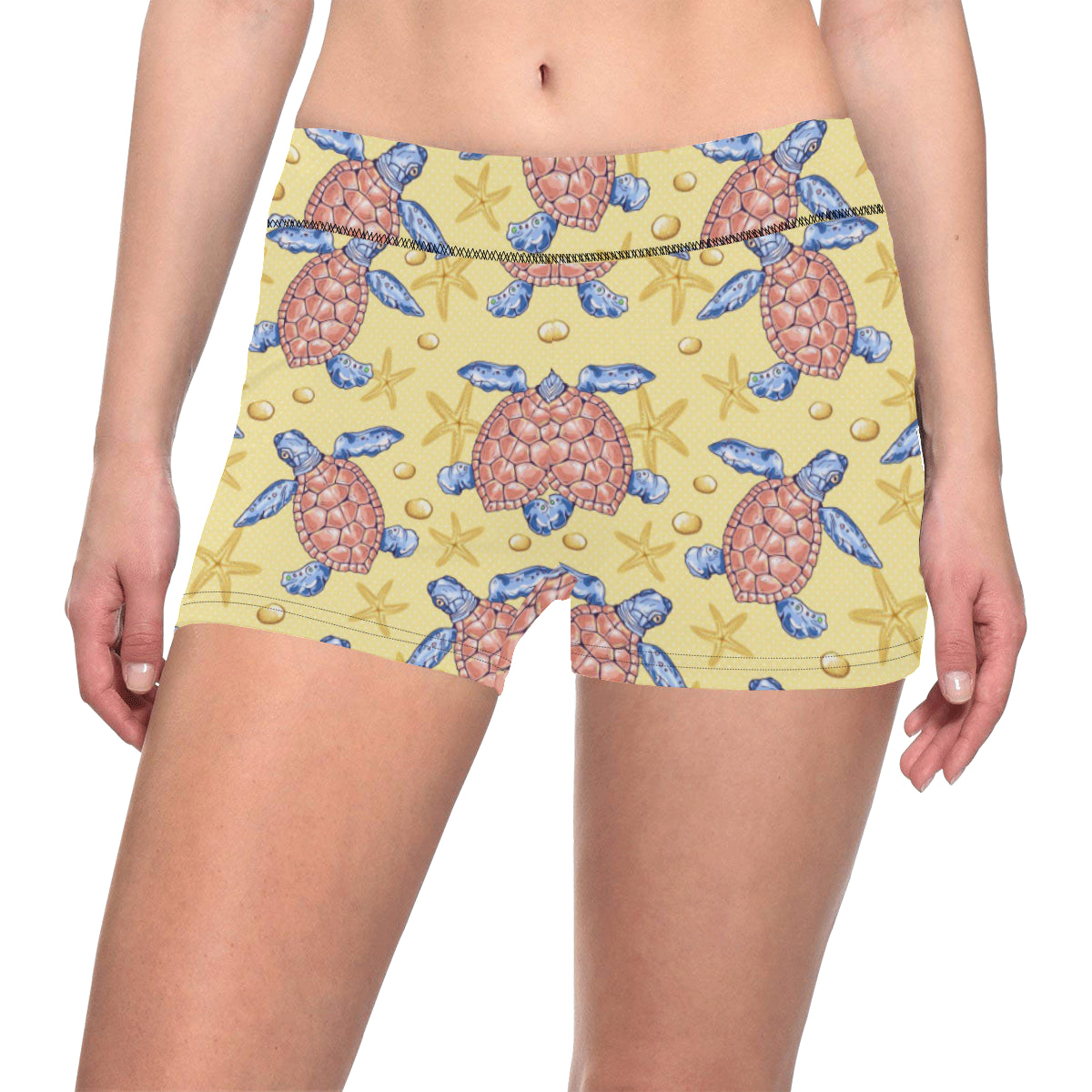 Sea Turtle Pattern Print Design T06 Yoga Shorts