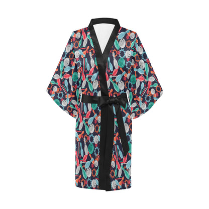 Bowling Pattern Print Design 08 Women's Short Kimono