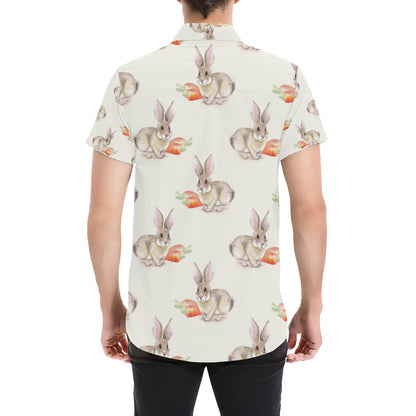 Rabbit Pattern Print Design 01 Men's Short Sleeve Button Up Shirt