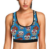 Sugar Skull Rose Pattern Sports Bra