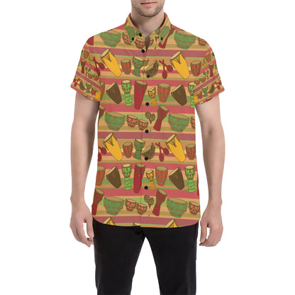 Percussion Pattern Print Design 01 Men's Short Sleeve Button Up Shirt