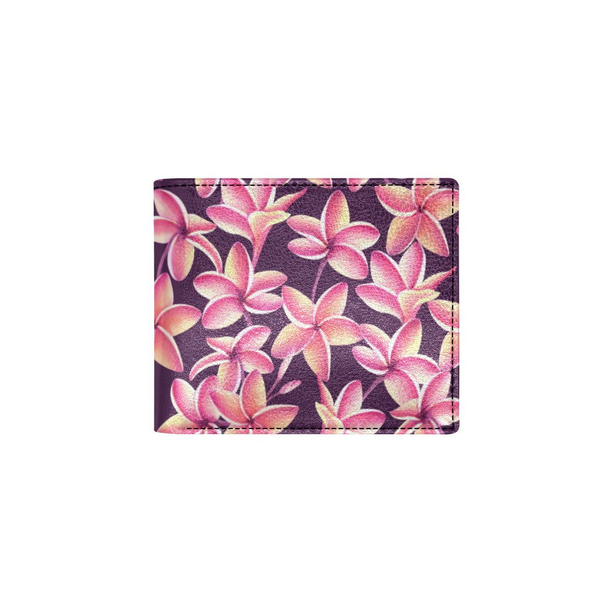 Purple Plumeria Pattern Print Design PM010 Men's ID Card Wallet