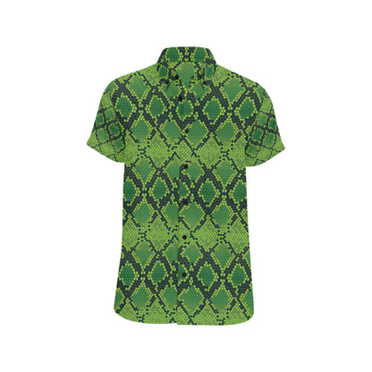 Python Green Pattern Print Design A01 Men's Short Sleeve Button Up Shirt