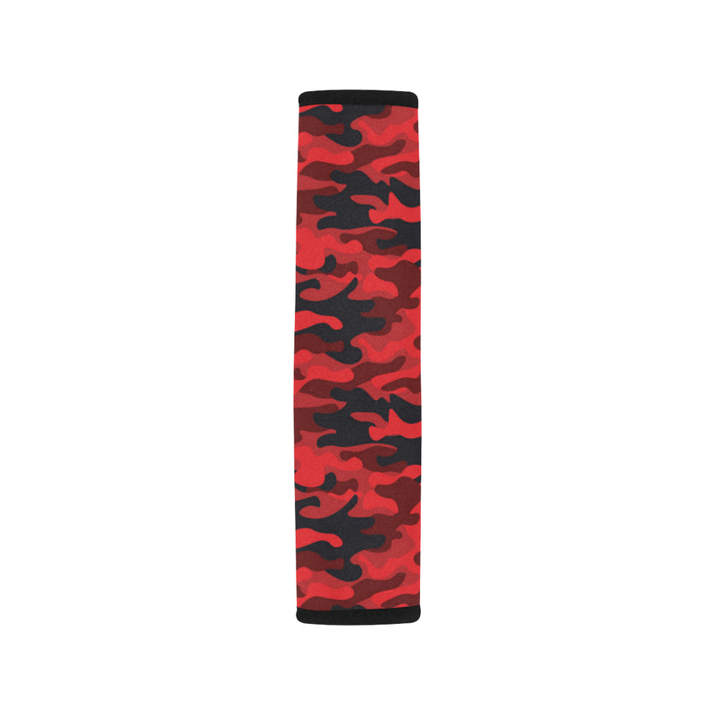 Camo Red Pattern Print Design 03 Car Seat Belt Cover