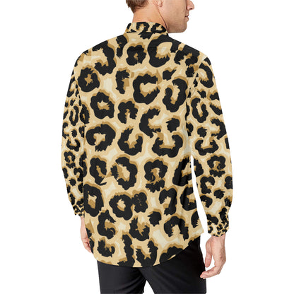 Jaguar Skin Pattern Print Design 02 Men's Long Sleeve Shirt